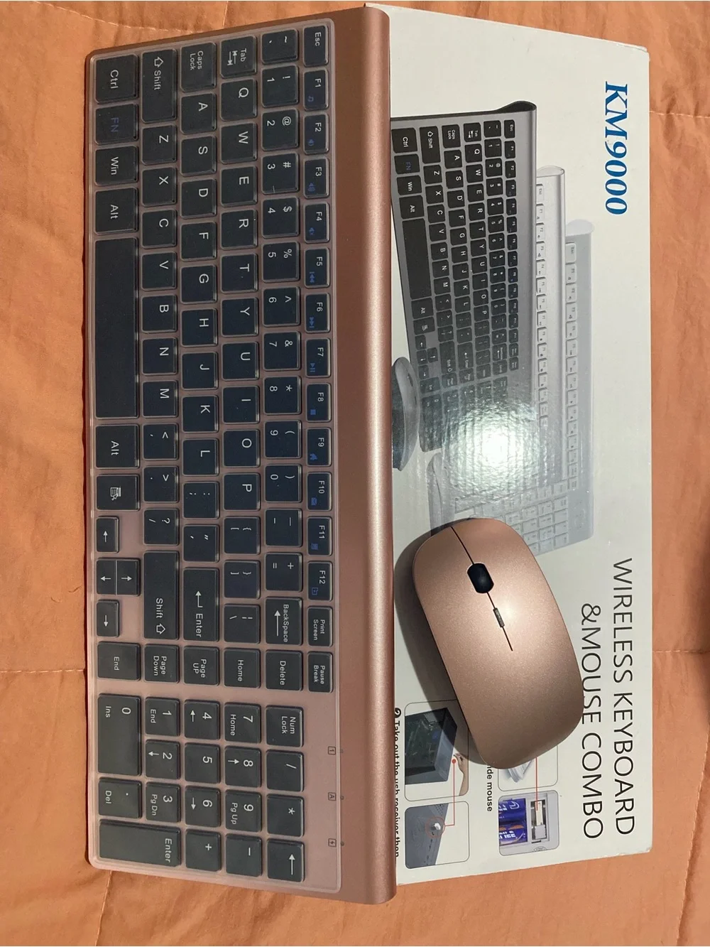 KM9000 Wireless Keyboard & Mouse Combo - Rose Gold